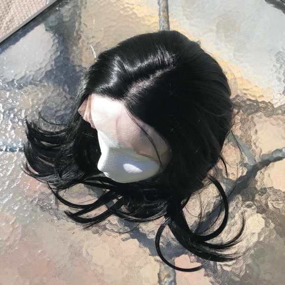 NWT 22” Swiss Lace front pure black human blended mixed straight wig